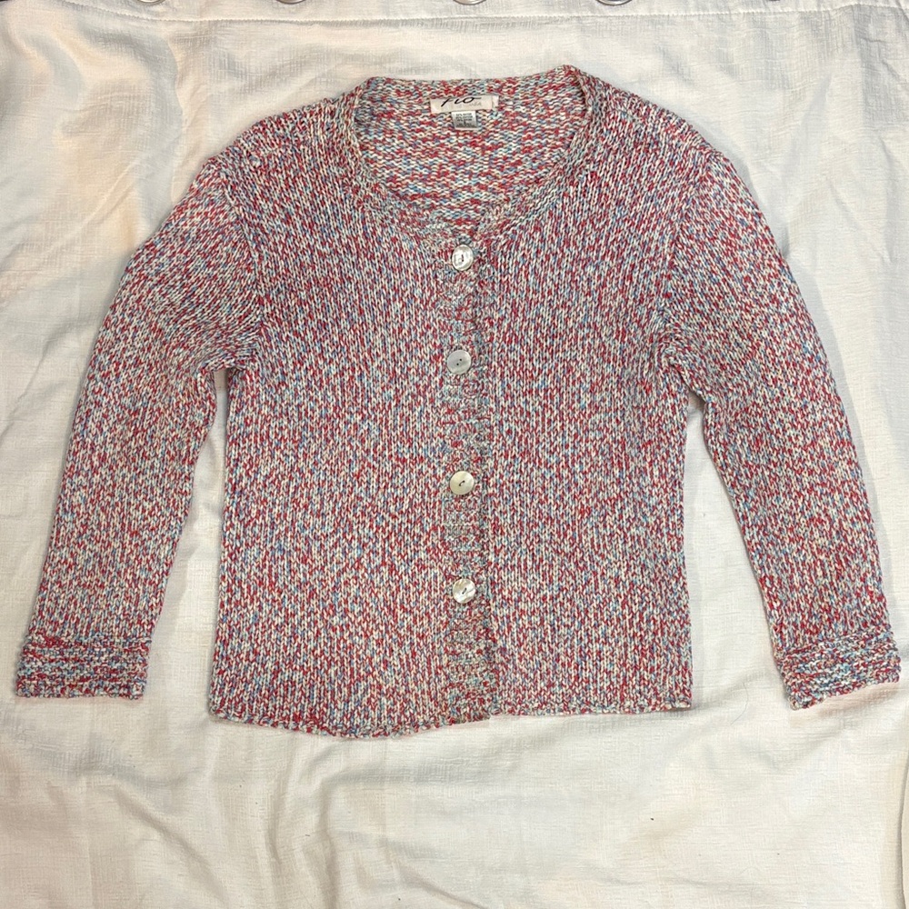 Vintage 90's Fio USA Button‑Up Cardigan Sweater, Chunky Knit